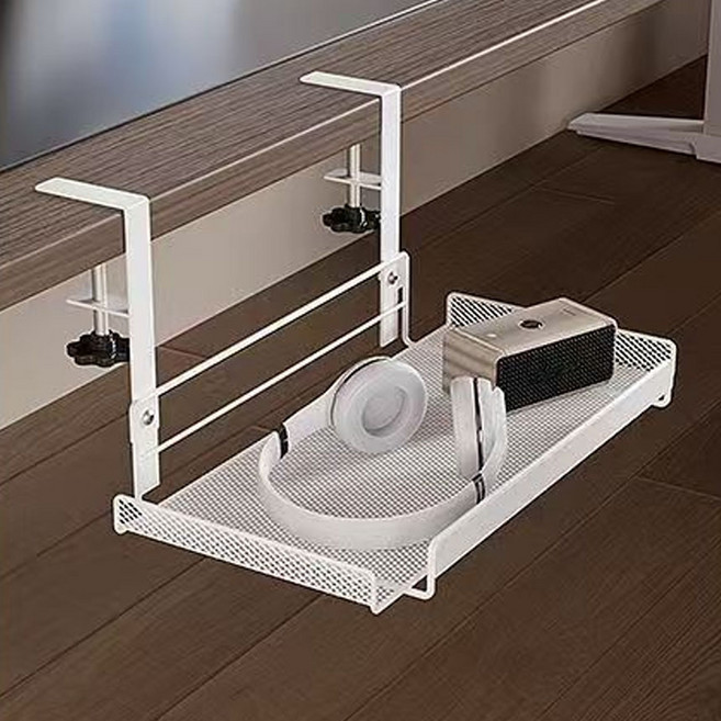 멀티탭 정리선반 화이트 블랙 무타공 메쉬 스틸 정리함 책상 하단 공유기 정리 공간활용, 1개, 화이트 대형