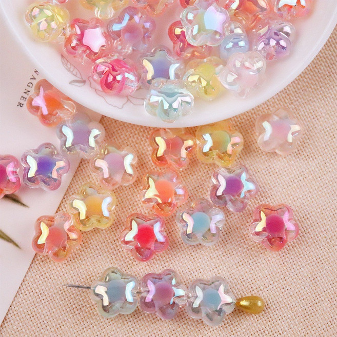 [50P] 비즈정원 오로라별모양비즈 비즈부자재, 50개, 랜덤