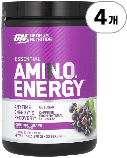 옵티멈 뉴트리션 에센셜 아미노 에너지 콩코드 포도 Optimum Nutrition Essential Amin.O. Energy® Concord Grape 270g, 4개 - 쿠팡