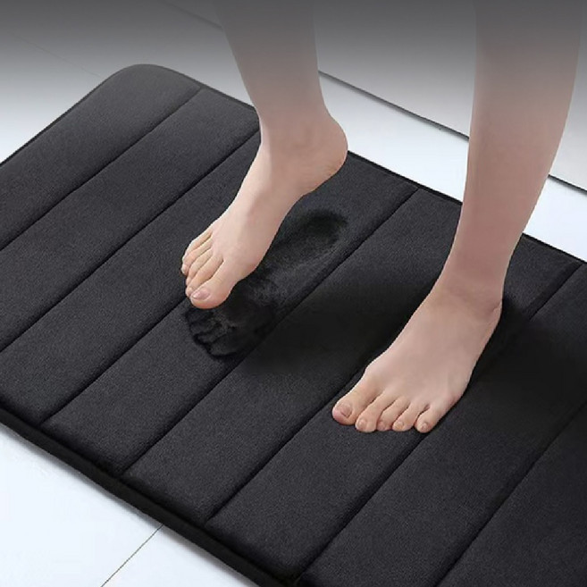 리브온 프리미엄 두툼 욕실 발매트 논슬립 메모리폼 매트, 블랙