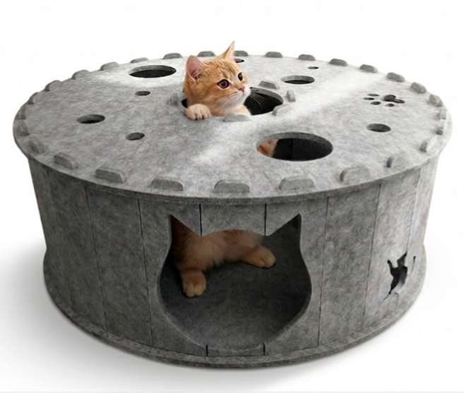 백댄스 원형 터널 고양이 숨숨집, 1개, 그레이
