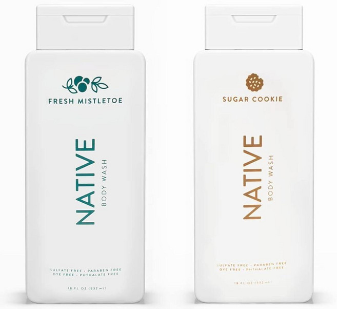 Native 스페셜 에디션 윈터 바디 워시 | 천연 유래 클린 성분 각 532.3ml(18온스) (2팩) (프레시 미슬토 및 슈가 쿠키), Native 스페셜 에디션 윈터 바디 워시 | 천연 유, 532ml