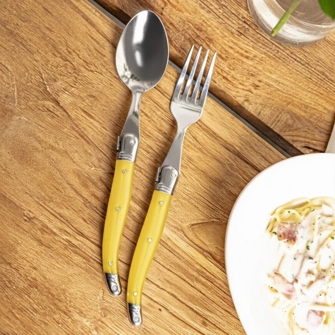 장네론 라귀올 디너스푼 + 디너포크 세트, 1개, 옐로우