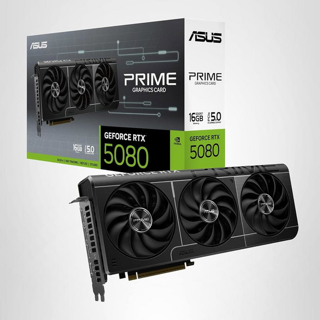 ASUS SFF-Ready Prime GeForce RTX 5080 OC 에디션 16GB GDDR7 그래픽 카드(PCIe 5.0 GDDR7 HDMI /DP 2.1 2.5 슬롯