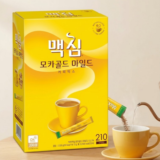 맥심 모카골드 마일드 커피믹스 탕비실 휴게실커피, 12g, 210개입, 1세트