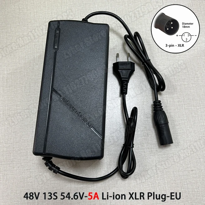 스마트 지능형 고속 충전기 리튬 배터리 팩 EU 플러그 36V 48V 72V 2A 42 54.6 10 20S, 01 EU Plug, 01 48V 5A-XLR
