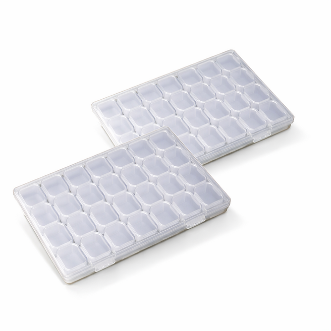 애니모어 투명 비즈 파츠 케이스 개별뚜껑, 2개, 28칸 투명