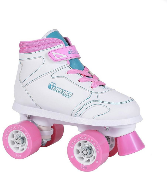 시카고 걸스 보도 롤러 스케이트, White/Pink, 1개