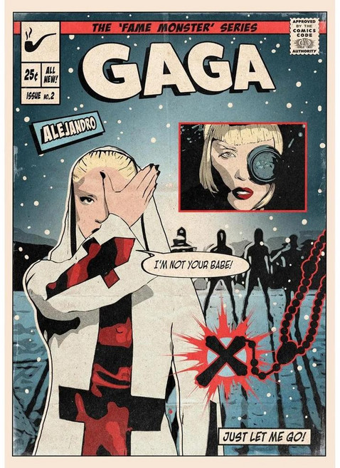 유명한 레이디 가가 빈티지 만화 팝 음악 앨범 표지 포스터 인쇄 벽 아트 그림 캔버스 회화 룸 홈 장식 선물, A. 20X30cm Unframed, 9. 3, 1개