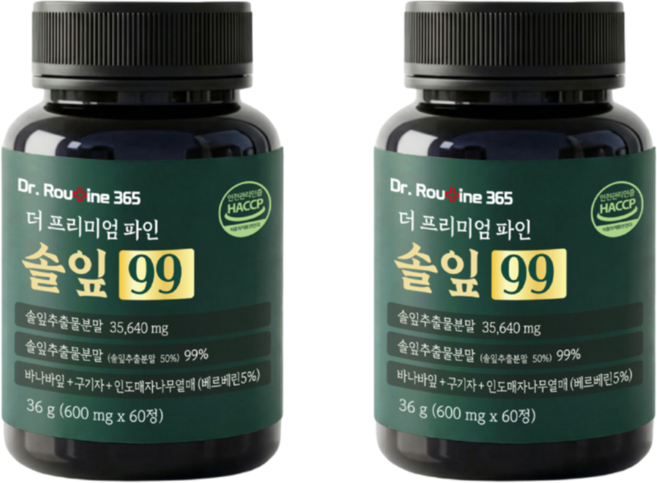 닥터루틴365 더 프리미엄 파인 솔잎 99% 식약청인증, 2개, 60정