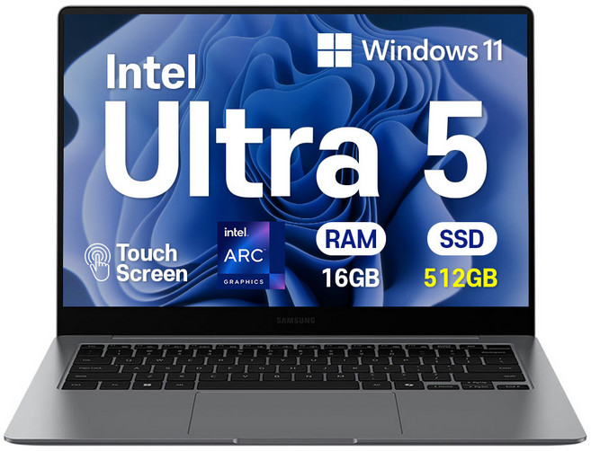 삼성노트북 갤럭시북5 프로 14인치 루나레이크 인텔 Ultra 5 터치스크린 AI 사무용 고사양 휴대용 노트북, NT940XHZ-A51A, WIN11 Home, 16GB, 512GB, 그레이