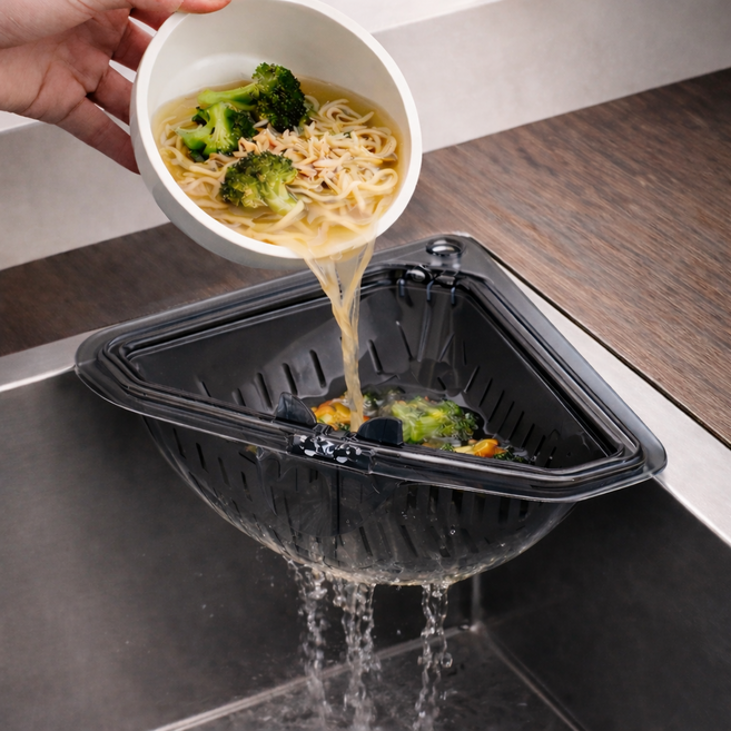 플로벤 국물 분리 싱크대 코너형 배수 거름망, 1개, 1세트