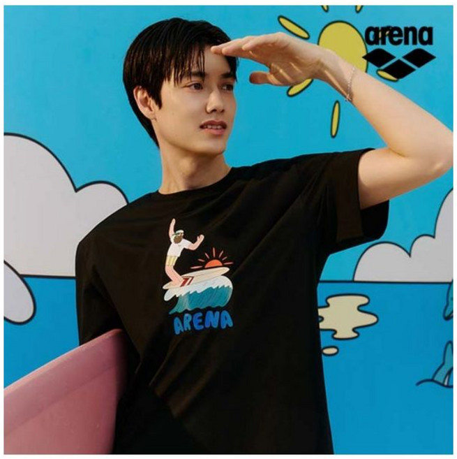 아레나 ARENA x 전황일 유니 오버핏 숏슬리브 래쉬가드 A6BC1RR92BLK