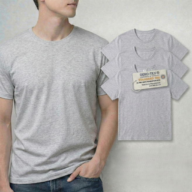 와우코지 남녀공용 무지 면 반팔티 3장 - 30수 순면 라운드넥 단체 교복용 오코텍스 인증