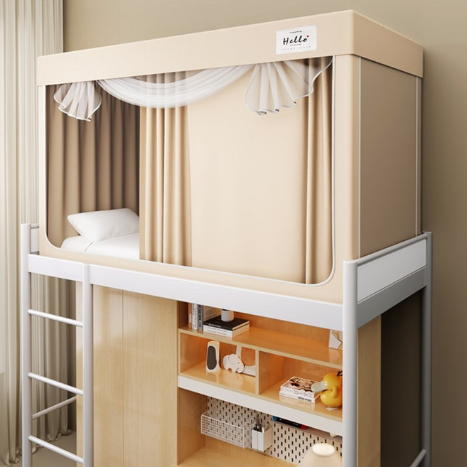 싱글침대 커튼 사계절 난방텐트 사각모기장 일체형 침실 1인용 암막커튼