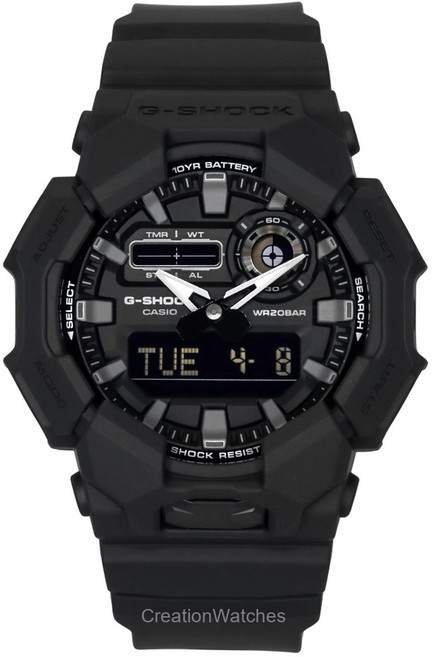 카시오 G-Shock 아날로그 디지털 바이오 기반 레진 스트랩 블랙 다이얼 쿼츠 GA-010-1A1 200M 남성용 시계