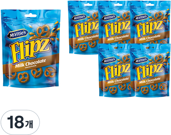 플립즈 밀크초콜릿 프레첼, 90g, 18개