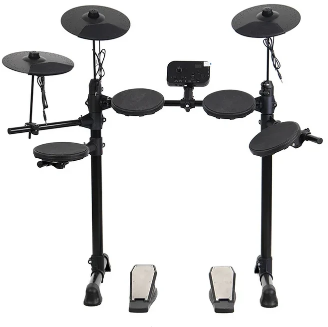 전자 드럼 세트 풀 실리콘 키트 180 톤 타악기 음악 USB MIDI 헤드폰 인터페이스 4 3 심벌즈, 01 Black, 01 빠른