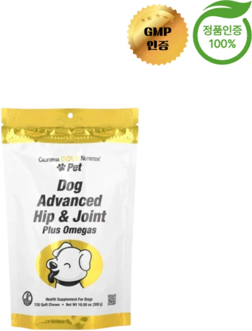 캘리포니아 골드 뉴트리션 어드밴스드 고관절 관절 반려견용 소프트츄 120개, 1개, 뼈/관절강화, 120정 - 쿠팡