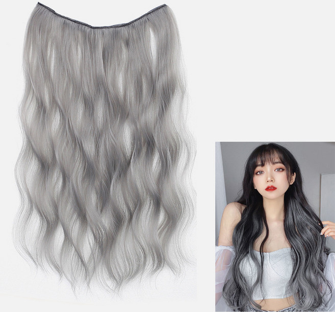 부분 가발 브릿지 붙임머리 헤어 피스 똑딱이 컬러 투톤 그라데이션, 1개, 실버