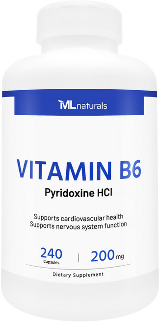 [미국빠른직구] 신제품 마이라이프 내추럴스 비타민 B6 (피리독신 HCI) 200 mg, 1개, 240정
