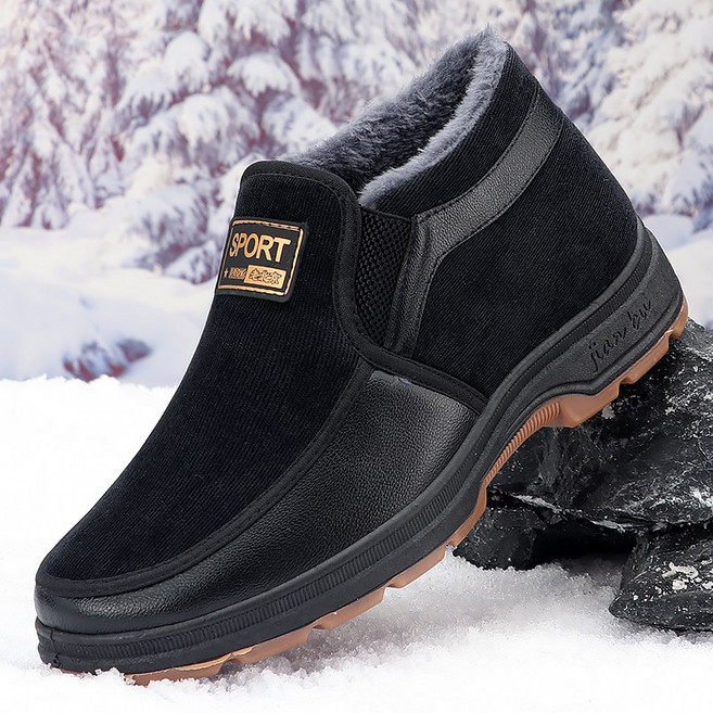 [남성 BW06 방한화] 퍼안감 따뜻한 겨울 신발 남성용 눈길 슬립온 남성 방한화 퍼안감 미끄럼방지 따뜻한 중년 남성 겨울 신발