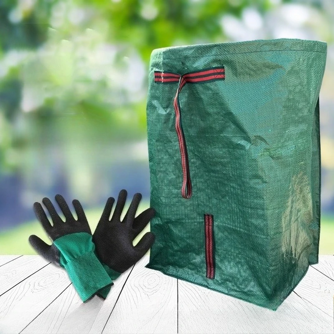 낙엽 청소 마대 바구니 자루 농작물 장작 폐기물 대용량 쓰레받기형, 200L 76*56*43cm+장갑 한 켤레, 1개