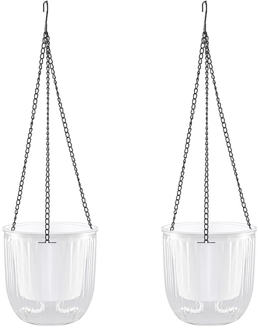 저면관수 행잉화분 플라스틱 걸이 화분, 2개, 투명
