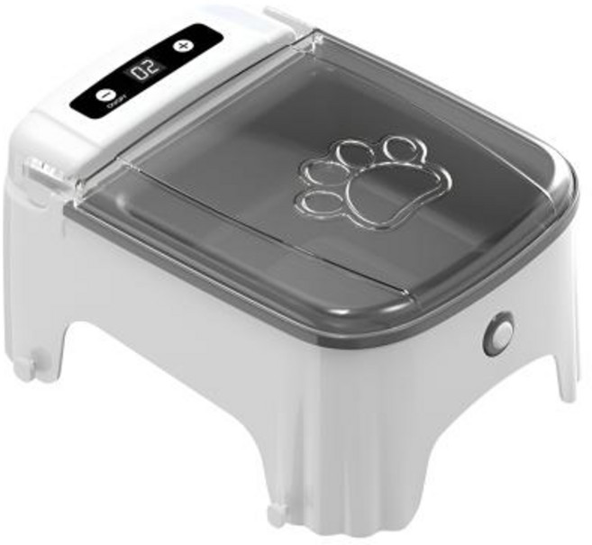 펫 스마트 센서 급식기 자동 오픈 뚜껑 강아지 사료 방습 목 관리, 1)gray