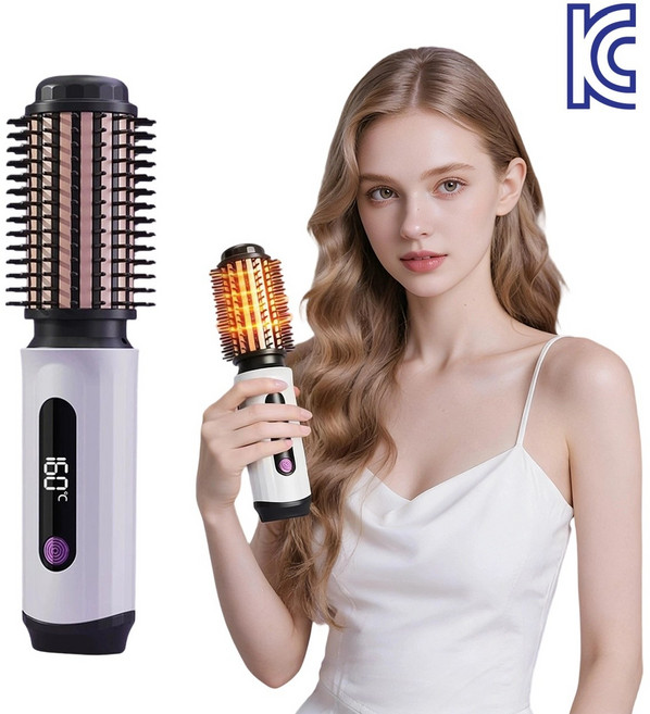 충전식 무선 고데기 미니 휴대용 3단 온도조절 헤어 고데기 음이온 뿌리볼륨 고데기 여행용 모발보호 봉 고데기, 화이트