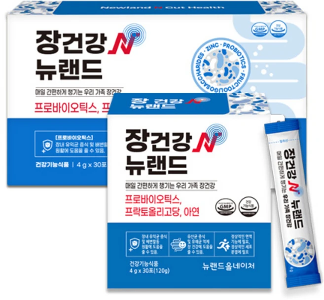 뉴랜드올네이처]장건강N뉴랜드 유산균 하루 한 포로 챙기는 온가족 장 건강! 30일분 30포, 1개, 30회분 - 쿠팡
