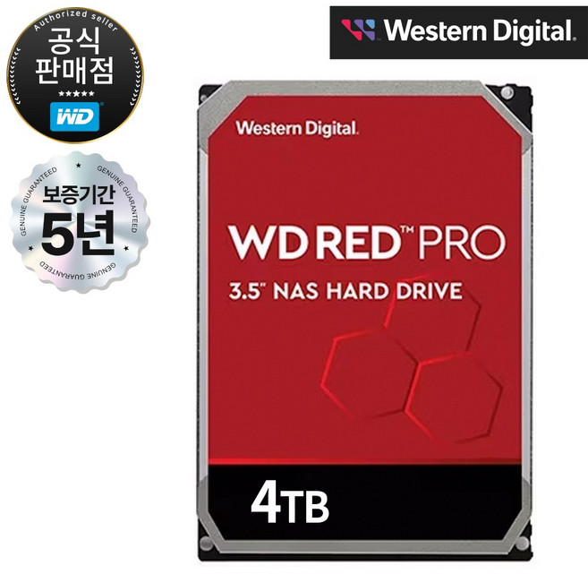 WD RED PRO NAS HDD SATA3 3.5인치 하드디스크 4TB (WD4005FFBX), WD4005FFBX