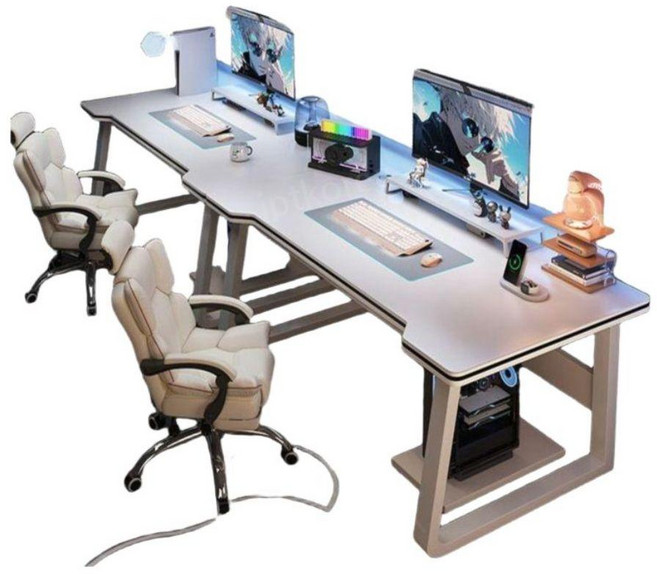 2인용 컴퓨터 책상 커플 데스크 피시방 일자형 투컴, 상세페이지 참고