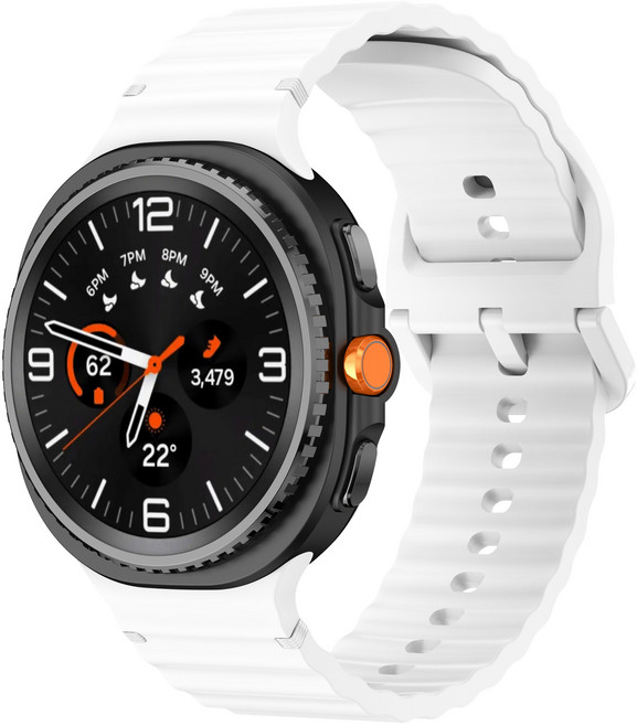 Fegwilde 갤럭시워치8/8클래식 호환 부드러운 실리콘 통기성 스포츠 밴드 컬러풀한 스티치 스트랩 40MM/44MM/46MM, 공식화이트