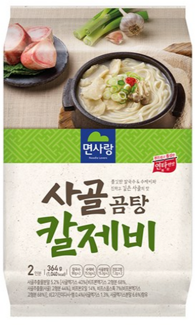 면사랑 사골 곰탕 칼제비 2인, 364g, 5개