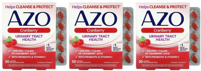 아조 Azo 크랜베리 유리너리 트랙트 비타민C 칼슘 프로바이오틱 함유 소프트젤, 50정, 3개