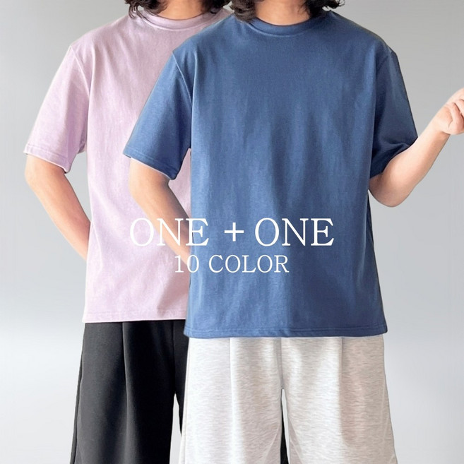 [1+1] 남녀공용 10수 오버핏 무지 반팔티