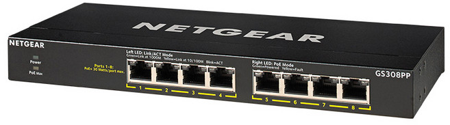 넷기어 GS308PP 8포트 기가비트 랜 POE+ 스위칭허브 83W, 1개