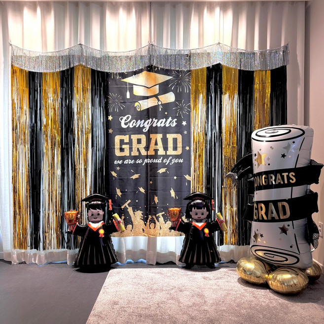 졸업 파티용품 풍선세트 졸업식 장식 현수막 포토존 대형풍선 2024, 1세트, 2. 스탠딩 졸업증서와 아이들