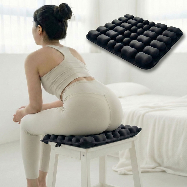 에어밸 무하중 방석 사무실 엉덩이 수험생 벌집 쿨링 무중력 시트, 블랙 1개
