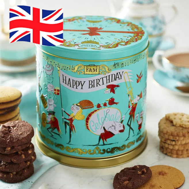F&M 포트넘 앤 메이슨 뮤지컬 벌스데이 비스킷 틴 쿠키 475g, 1개