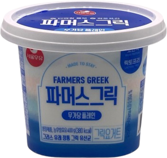 서울우유 파머스그릭 무가당플레인 그릭요거트, 400g, 2개