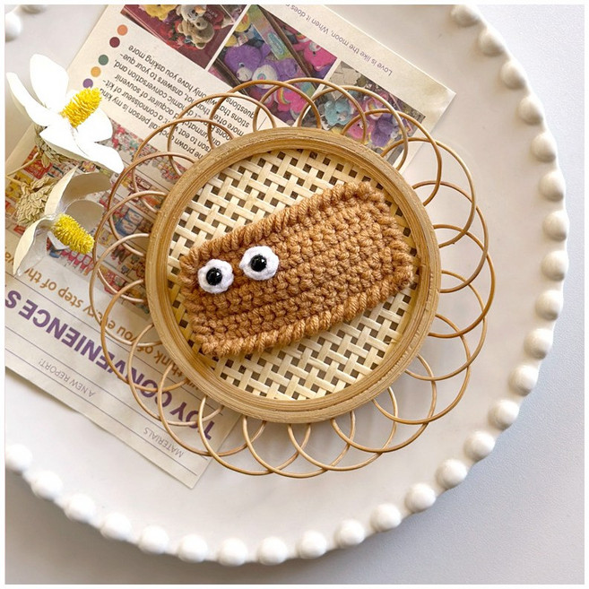 HAC002Jdu 땡글 눈알 스퀘어 뜨개 똑딱핀 사각 패션 포인트 헤어핀 귀여운 머리핀