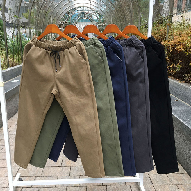 [점프점프] 당일발송 두꺼운 겨울 기모 남자 스판 면 슬랙스 밴딩바지