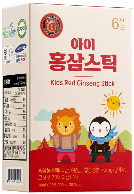 포천홍삼 아이홍삼스틱(6년근)10ml x 30포, 1개, 300ml