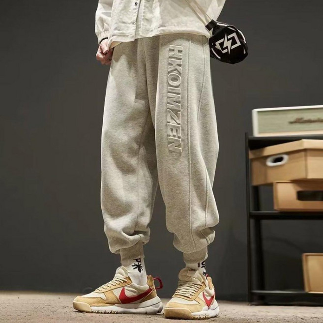 LOKEXING 바지 남자조거팬츠 철인 이니셜 와이드팬츠 조거팬츠
