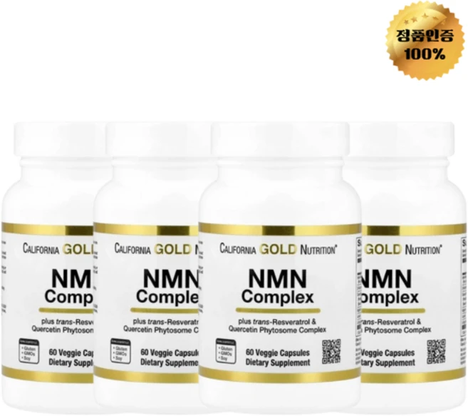 2+2 캘리포니아 골드 뉴트리션 NMN 복합체 레스베라트롤 퀘르세틴 60정, 4개 - 쿠팡