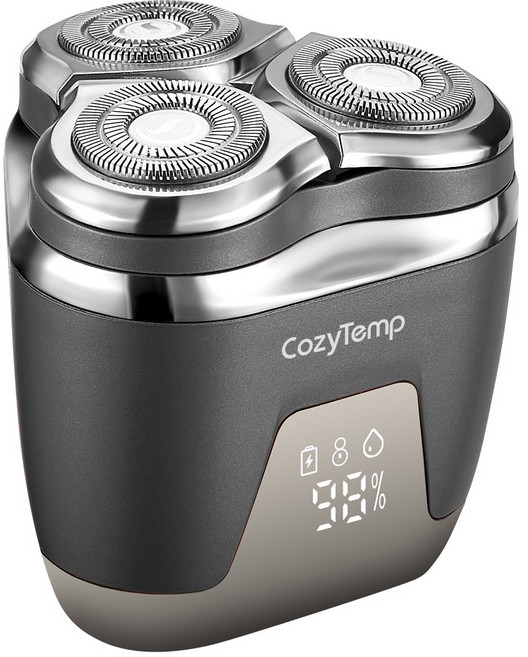 CozyTemp 남성 전기 면도기 3방향 헤드 미니 휴대용 자동면도기소형충전식 방수 면도기 남친 선물, 그레이