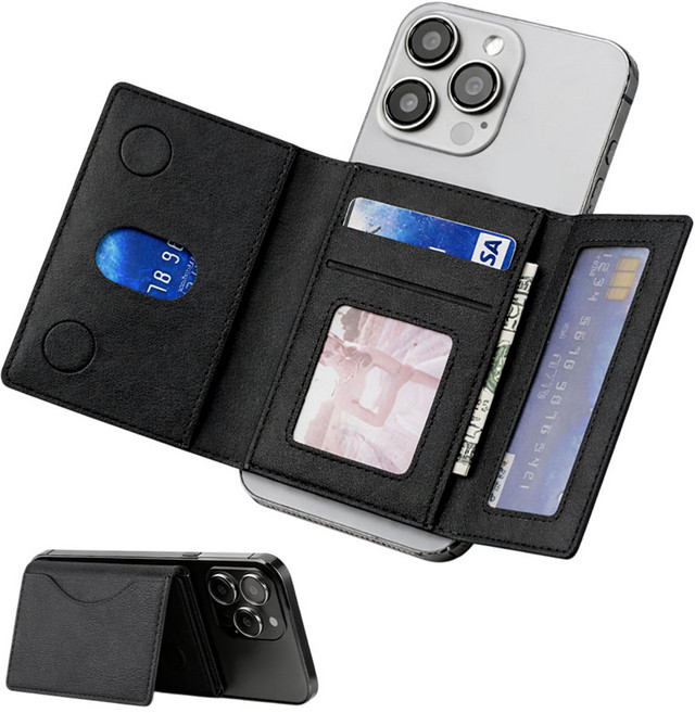 맥세이프 3단접이식 거치대 가죽카드지갑 카드6장수납