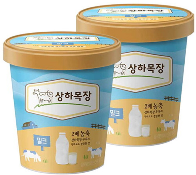 상하목장 아이스크림 밀크 474mL, 2개